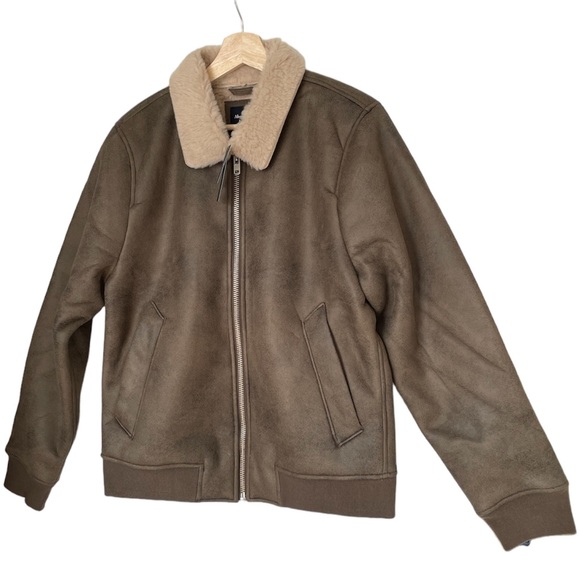 Abercrombie & Fitch Vegan Suede Jacket Coat with Faux Fur Lining, Brown, Men’s M - Picture 2 of 13